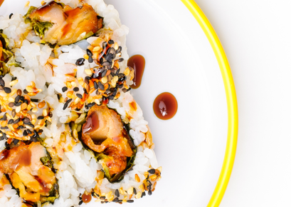 A picture of lax sushi rolls